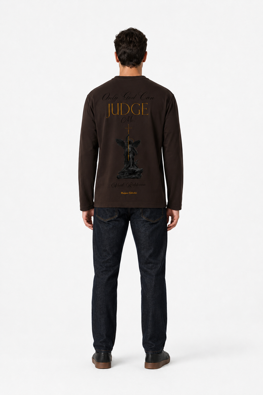 Only God Can Judge Me Dark Brown Long-Sleeve Graphic T-Shirt