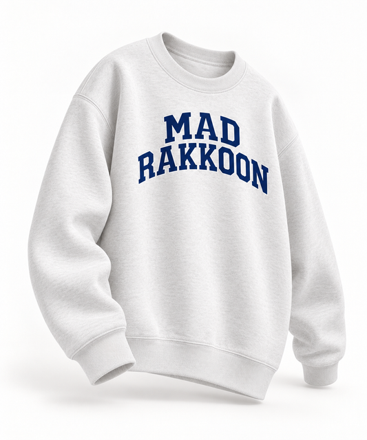 Mad Rakkoon Varsity Graphic Unisex Sweatshirt – Heather Grey