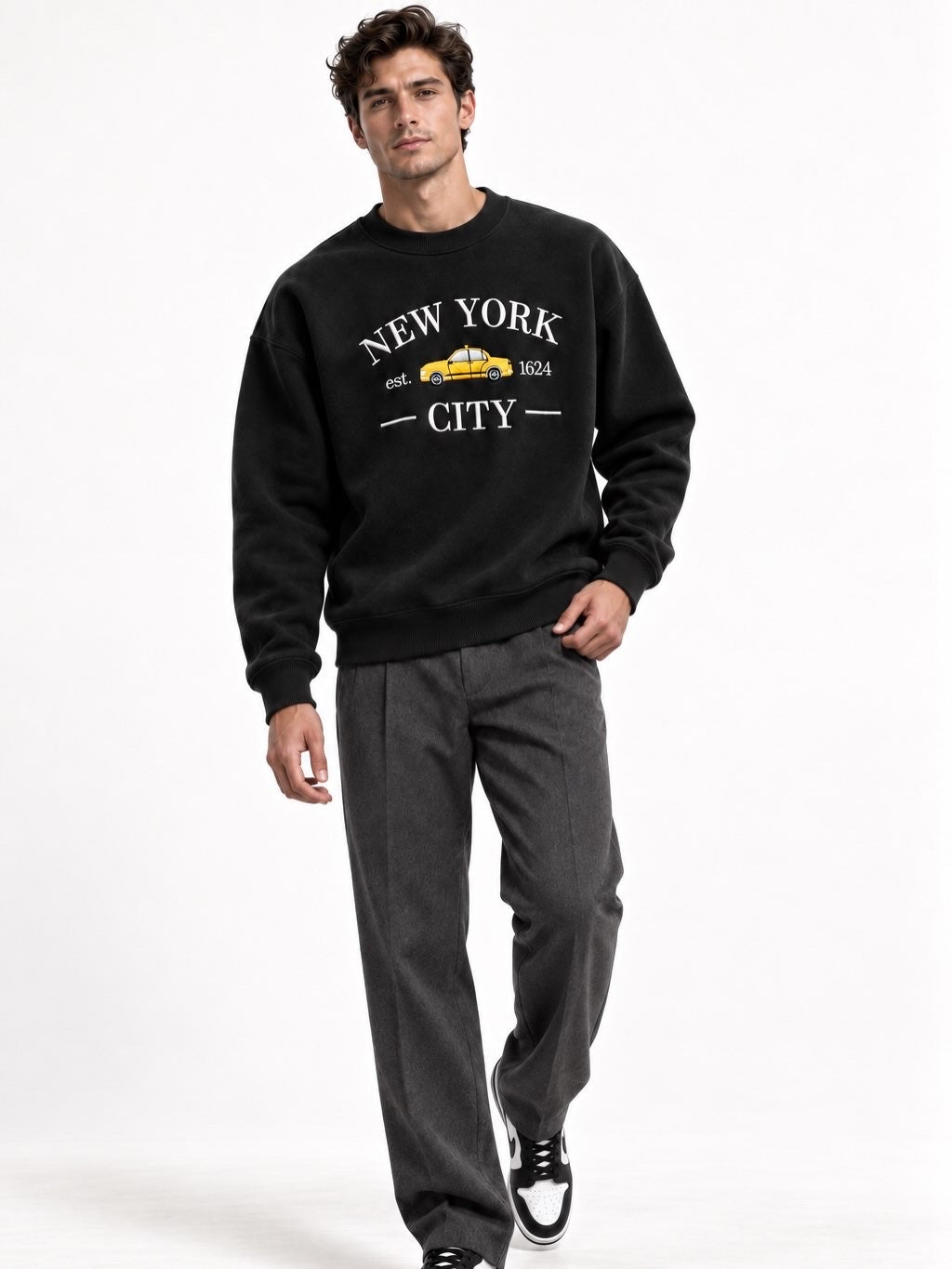 New York City Taxi Embroidered Unisex Sweatshirt – Black