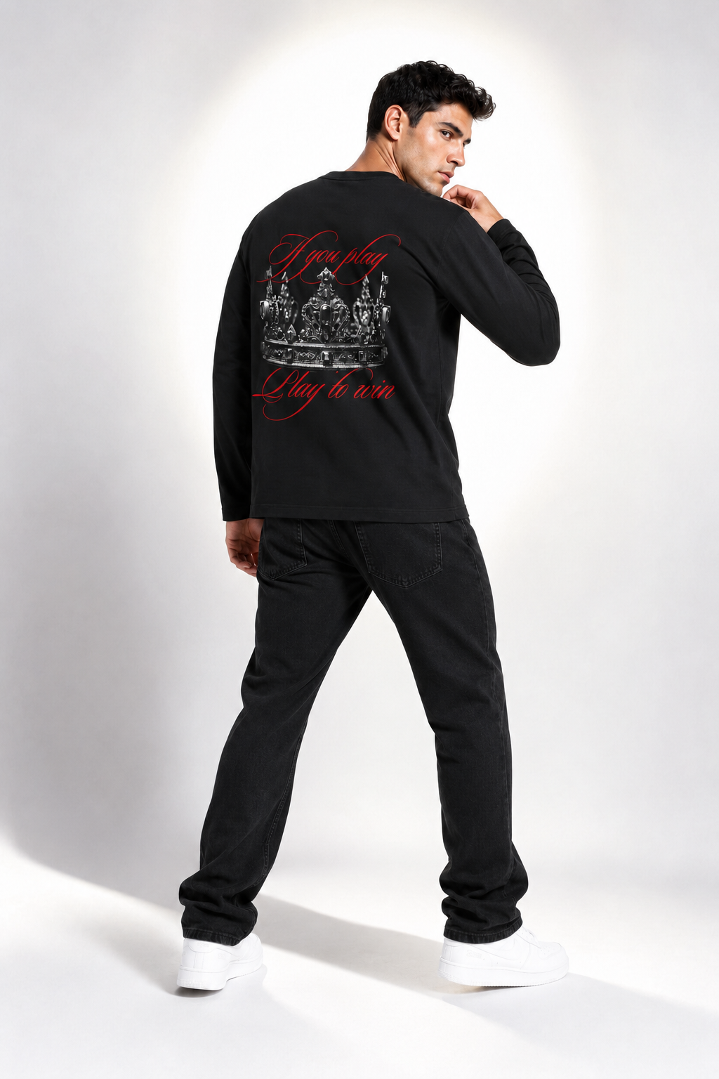 Play to Win Chess Graphic Long-Sleeve T-Shirt – Black