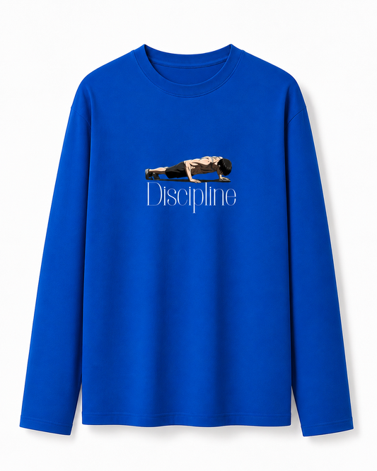 Discipline Push-Up Graphic Long-Sleeve T-Shirt – Royal Blue