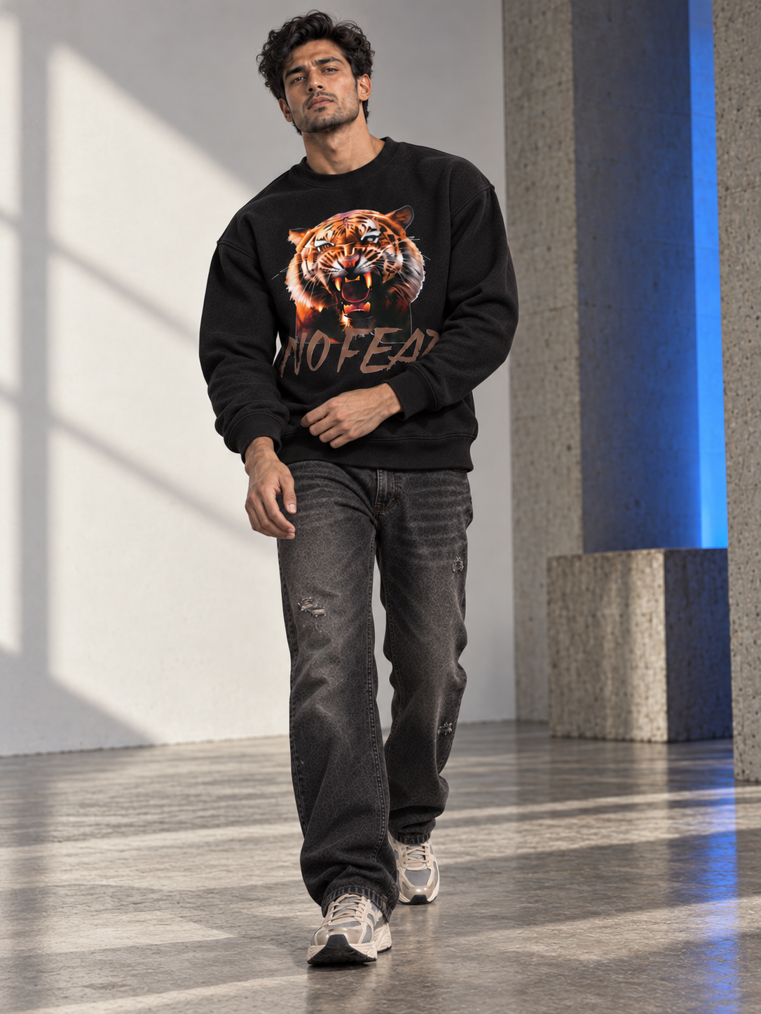 No Fear Tiger Graphic Sweatshirt – Black