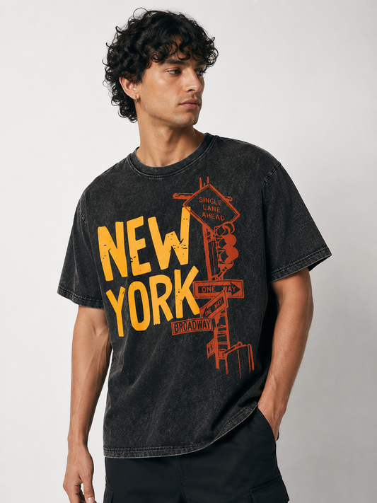NEW YORK Black Oversized T Shirt