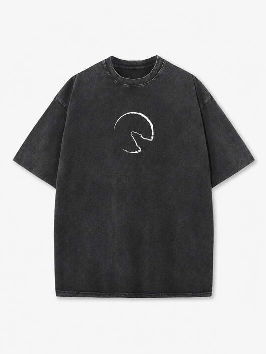 Lone Wolf Acid-Wash Graphic T-Shirt