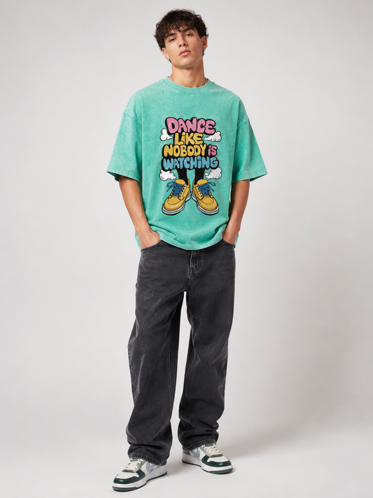 Acid Wash Mint Green Oversized T-Shirt | 240 GSM Premium Cotton