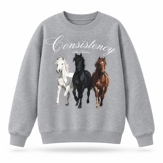 Consistency Three Horses Unisex Sweatshirt – Heather Grey