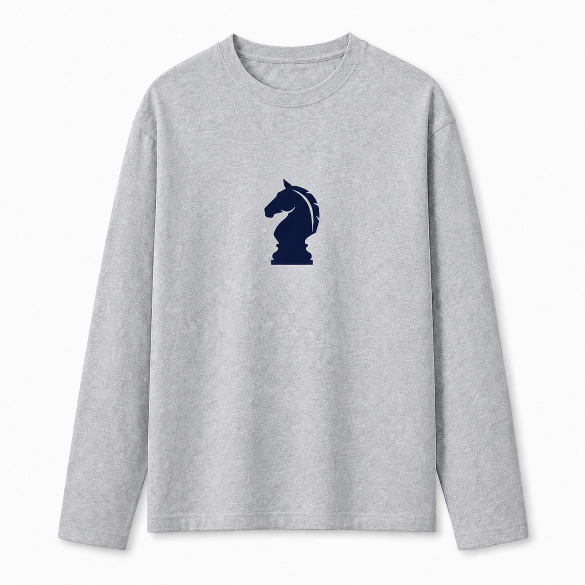 Chess Knight Graphic Light Grey Long Sleeve T-Shirt – Regular Fit