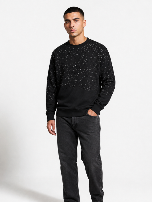 Midnight Crystal Embellished Sweatshirt – Designer Collection