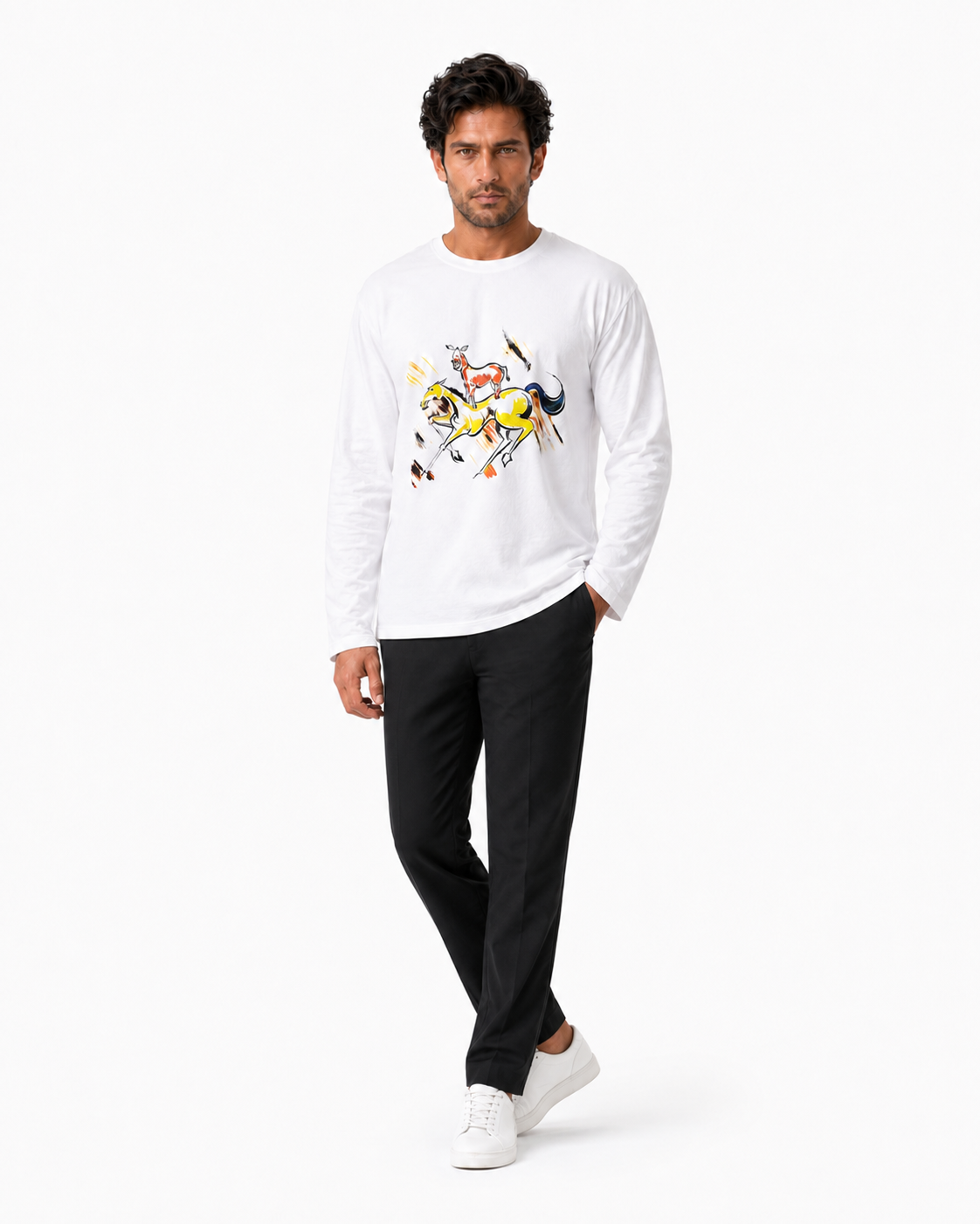 Majnu Bhai Painting 240 GSM Full-Sleeve Cotton T-Shirt