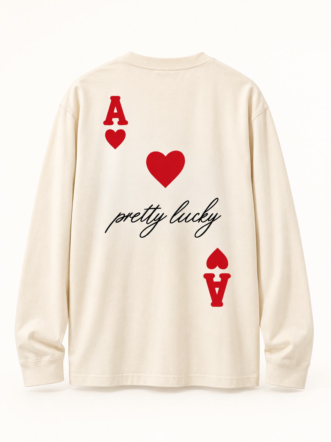 Pretty Lucky Ace Graphic Long-Sleeve T-Shirt – Cream