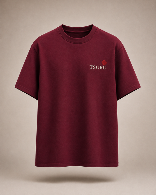 Crimson Crane Heavyweight Baggy Embroidered T-Shirt