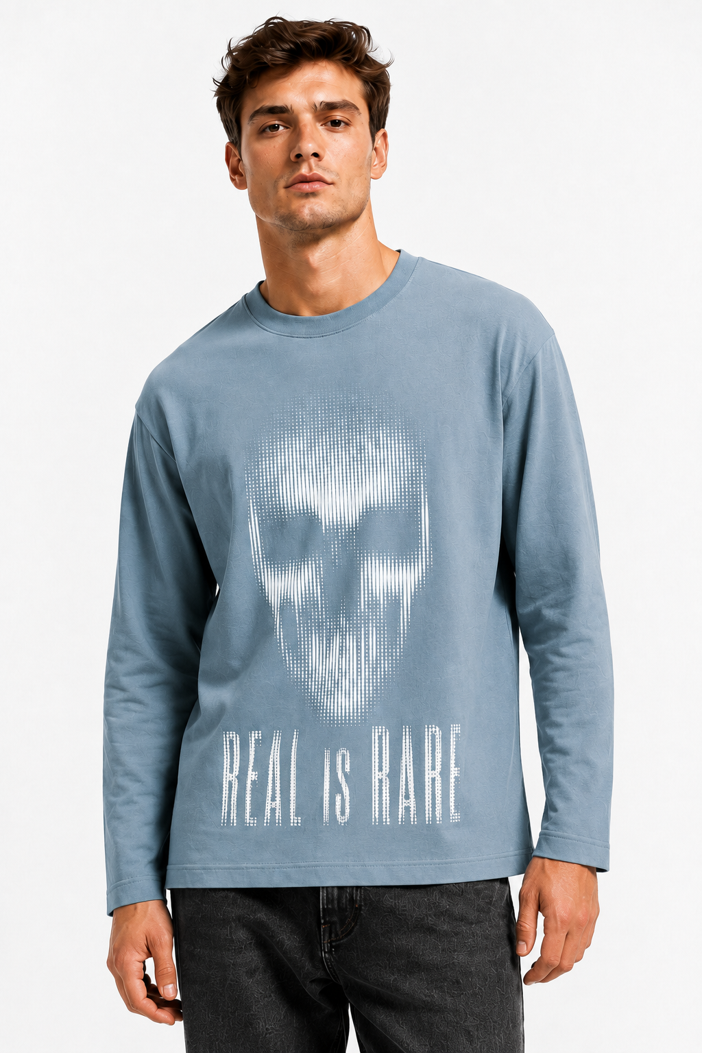 Real Is Rare Skull Graphic 240 GSM Long-Sleeve T-Shirt – Unisex