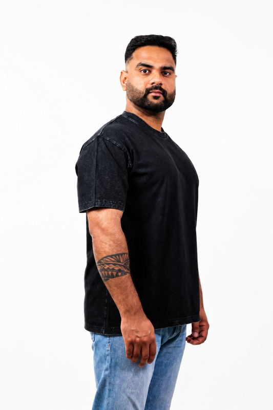 Black Acid Wash Oversized T-Shirt