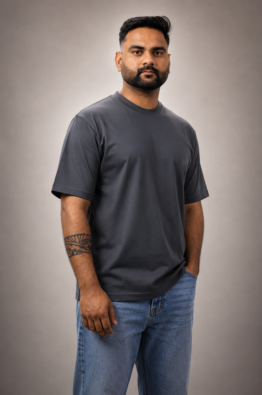 Charcole Grey Relaxed Fit Cotton T shirt