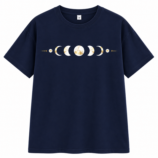 Moon Phase Graphic T-Shirt – Navy