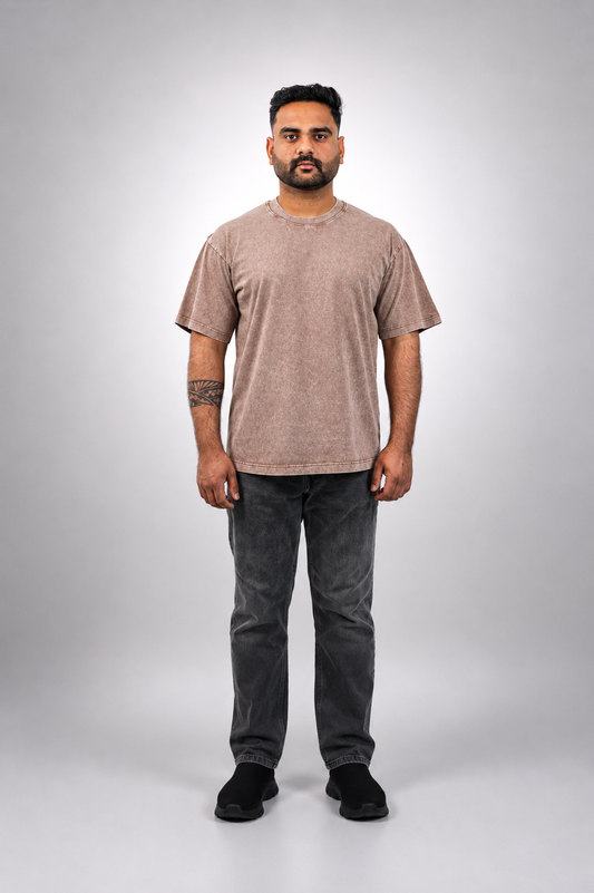Brown Acid Wash T shirt