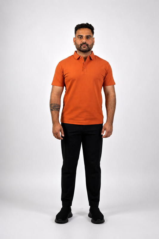 Orange Color Regular Fit Polo T shirt