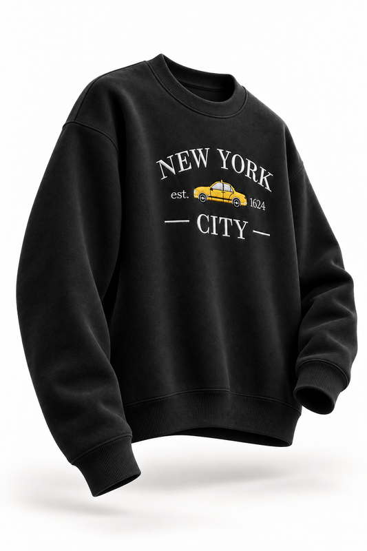 New York City Taxi Embroidered Unisex Sweatshirt – Black