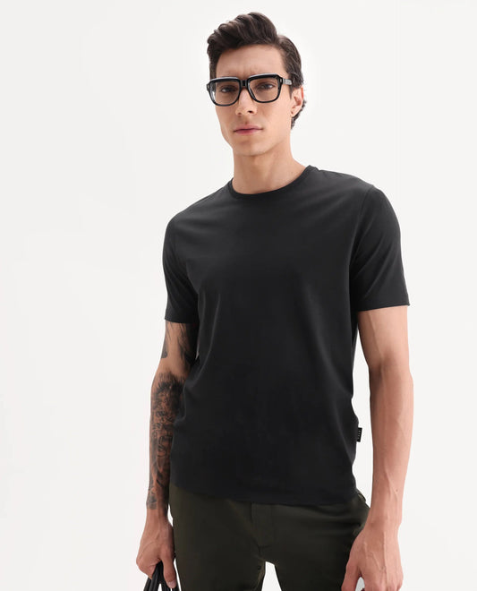 Men’s Premium Black Crew Neck T-Shirt – Regular Fit Everyday Essential