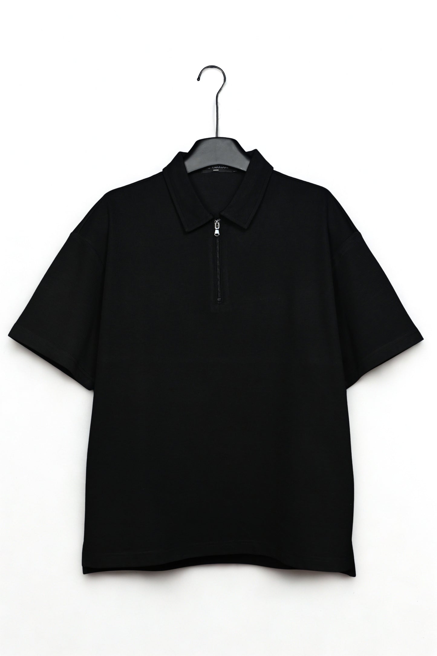 Relaxed Fit Zip Polo – Cotton Blend! Black
