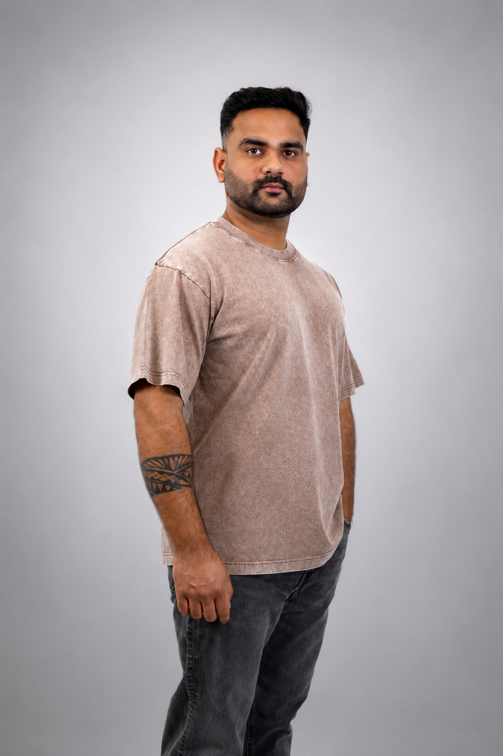 Brown Acid Wash T shirt