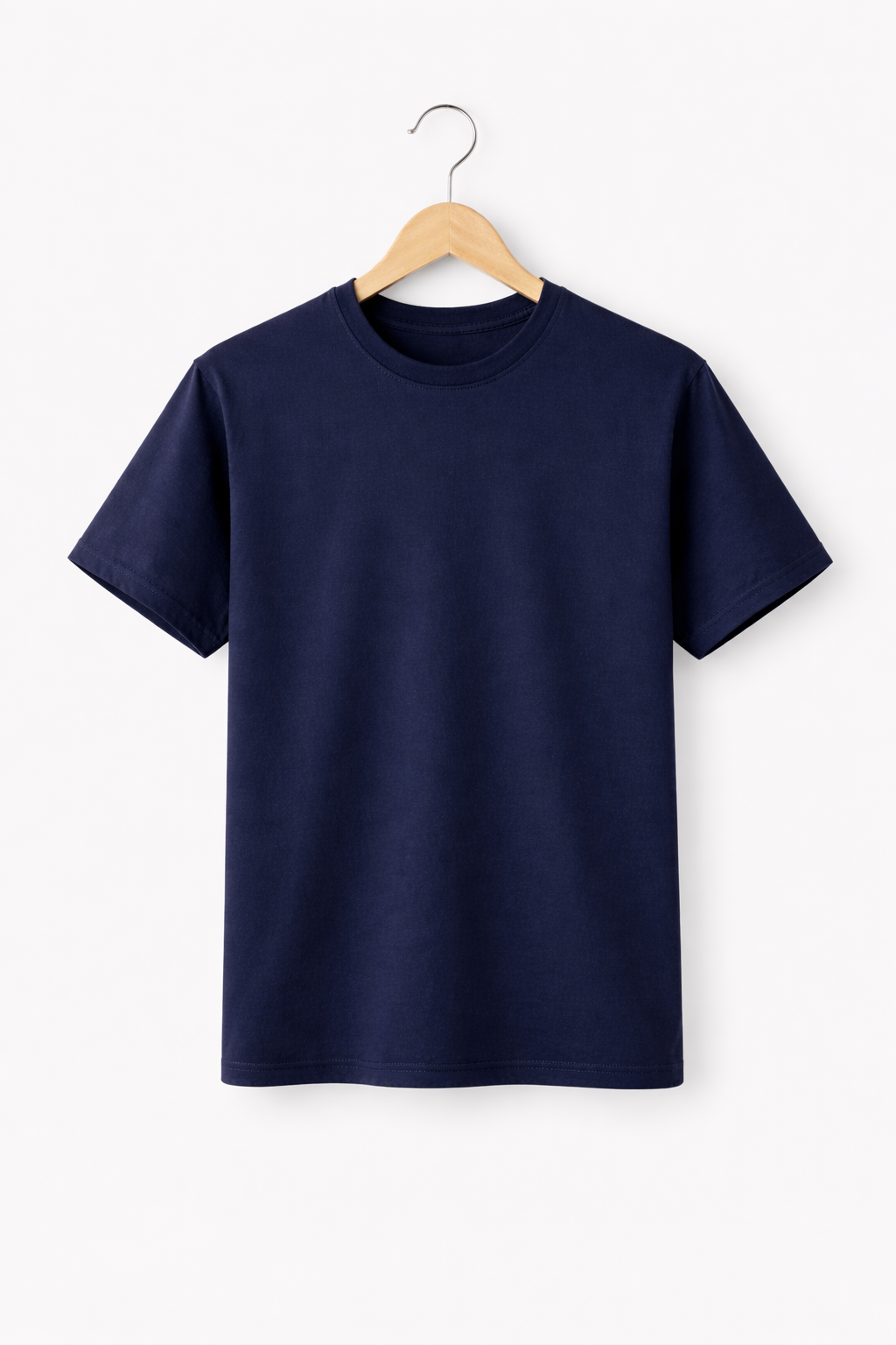 Navy Blue Cotton T-Shirt – Regular Fit Solid Essential