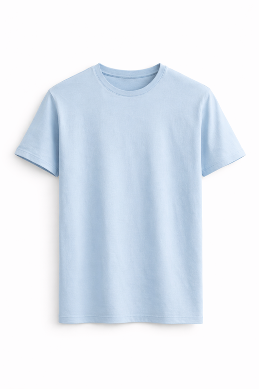 Light Blue Cotton T-Shirt – 180 GSM Regular Fit Summer Essential
