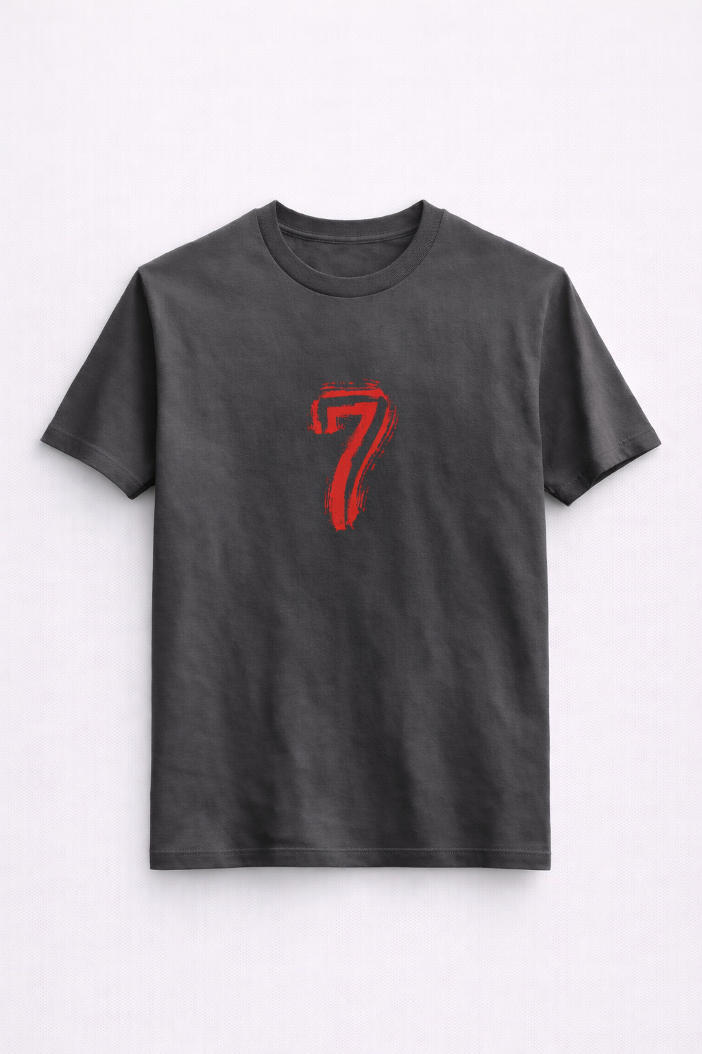 Seven Minimal Graphic T-Shirt – Charcoal Grey Premium Cotton Tee for Men