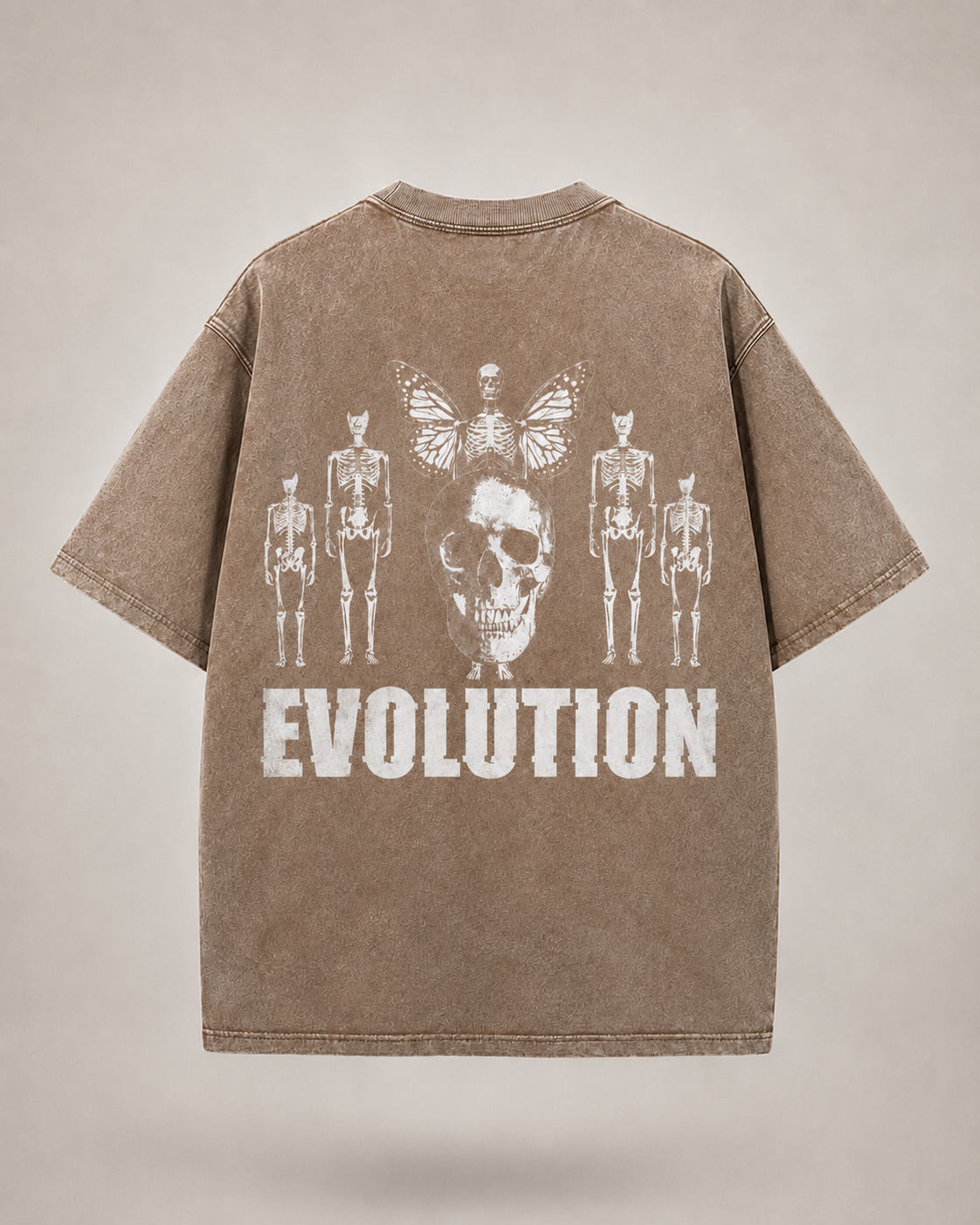 Evolution Acid Wash Brown Oversized Graphic T-Shirt