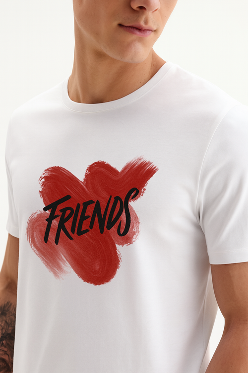 A  FRIENDS Brushstroke Graphic Tee – Modern Artistic Print T-Shirt