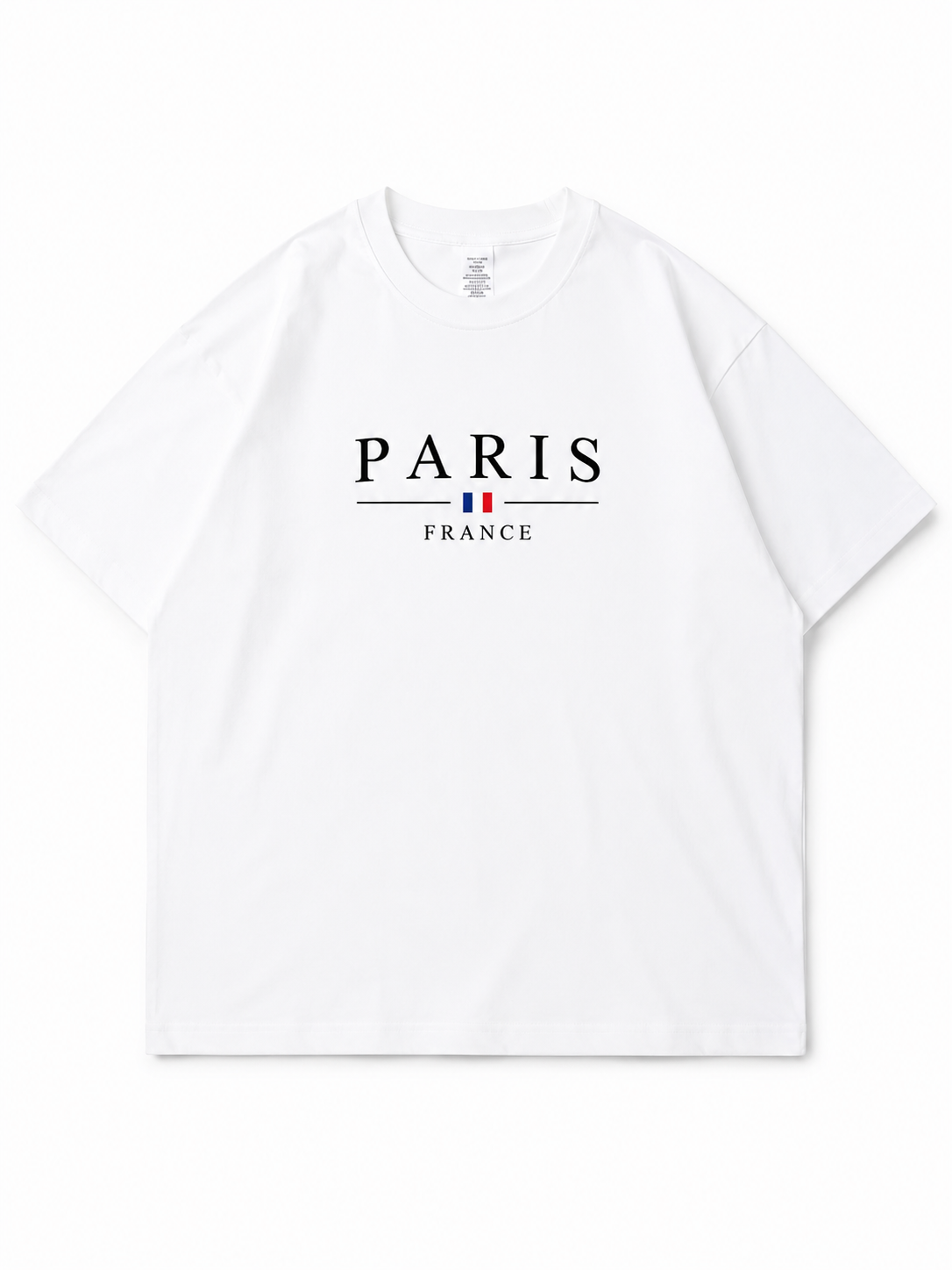 PARIS White Regular Fit Cotton T shirt