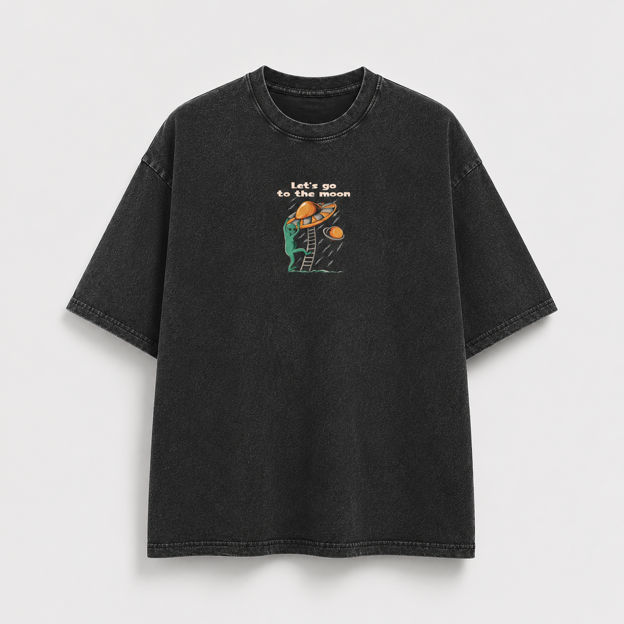 Let’s Go to the Moon Oversized Acid Wash T-Shirt