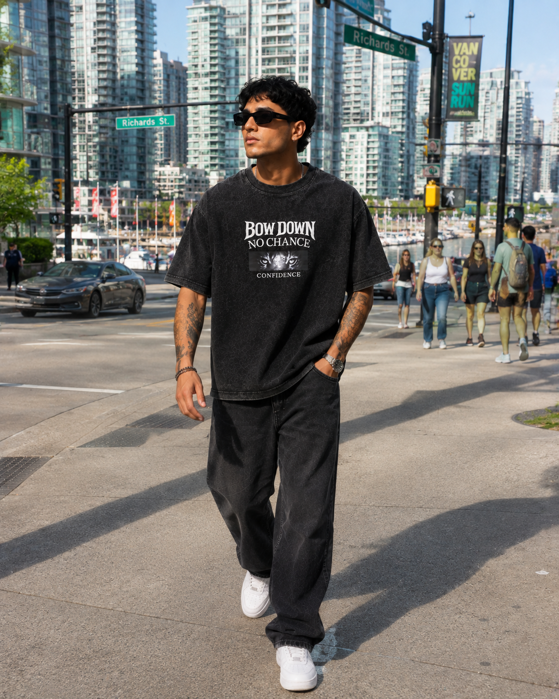 BOW DOWN – Premium Embroidered Acid Wash T-Shirt