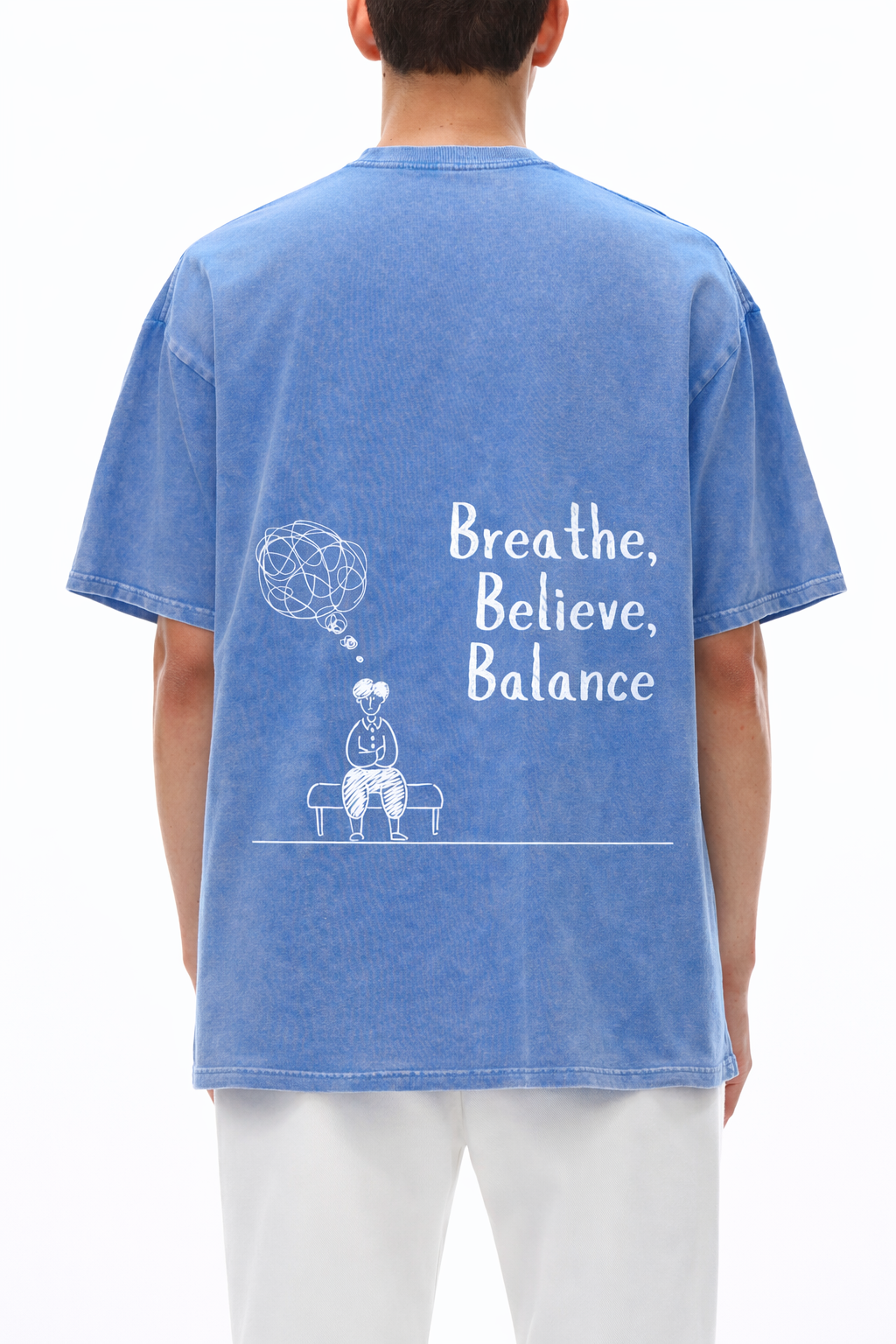 Acid Wash Blue Heavyweight T-Shirt – 240 GSM Relaxed Fit Unisex