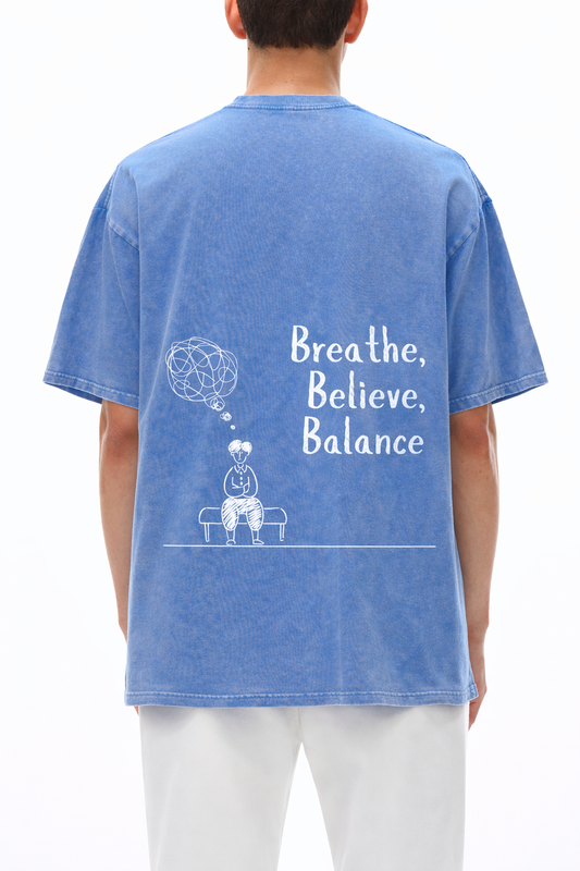 Acid Wash Blue Heavyweight T-Shirt – 240 GSM Relaxed Fit Unisex