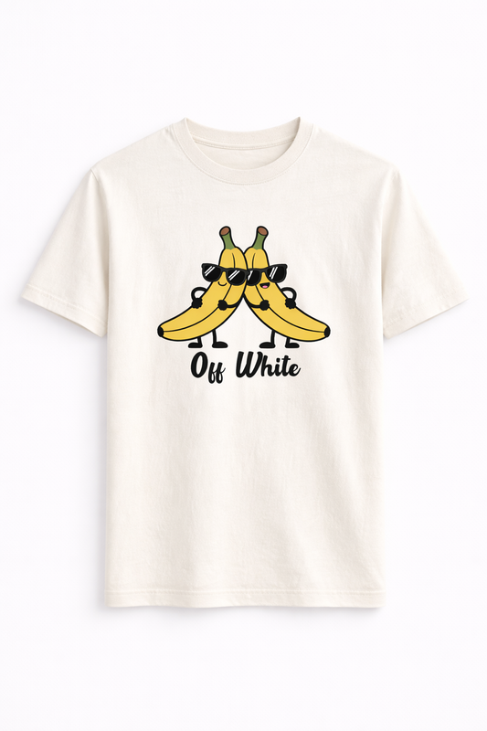 Off White Banana Graphic T-Shirt – Relaxed Fit Cotton Tee