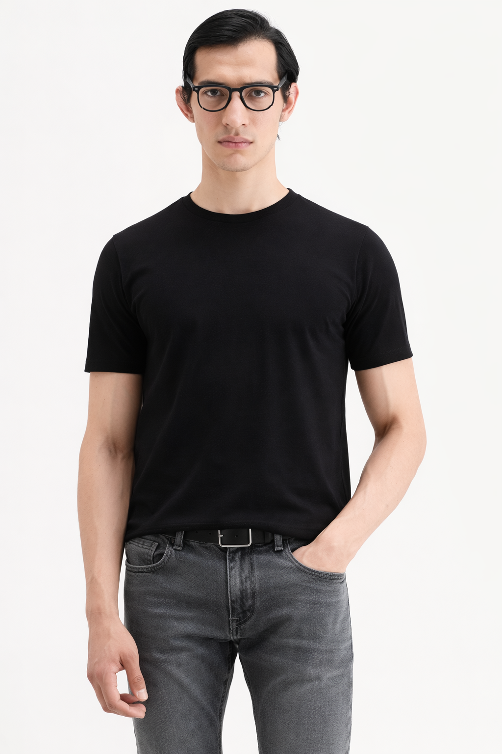 Black Cotton T-Shirt – Regular Fit Crew Neck Essential