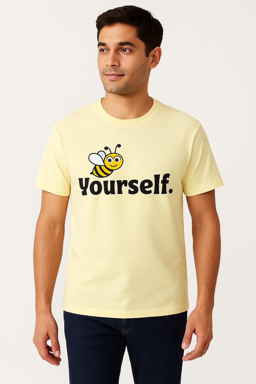 🐝 “Bee Yourself” Light Yellow Premium Cotton T-Shirt
