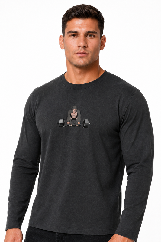 Gorilla Strength Minimal Graphic Long-Sleeve T-Shirt