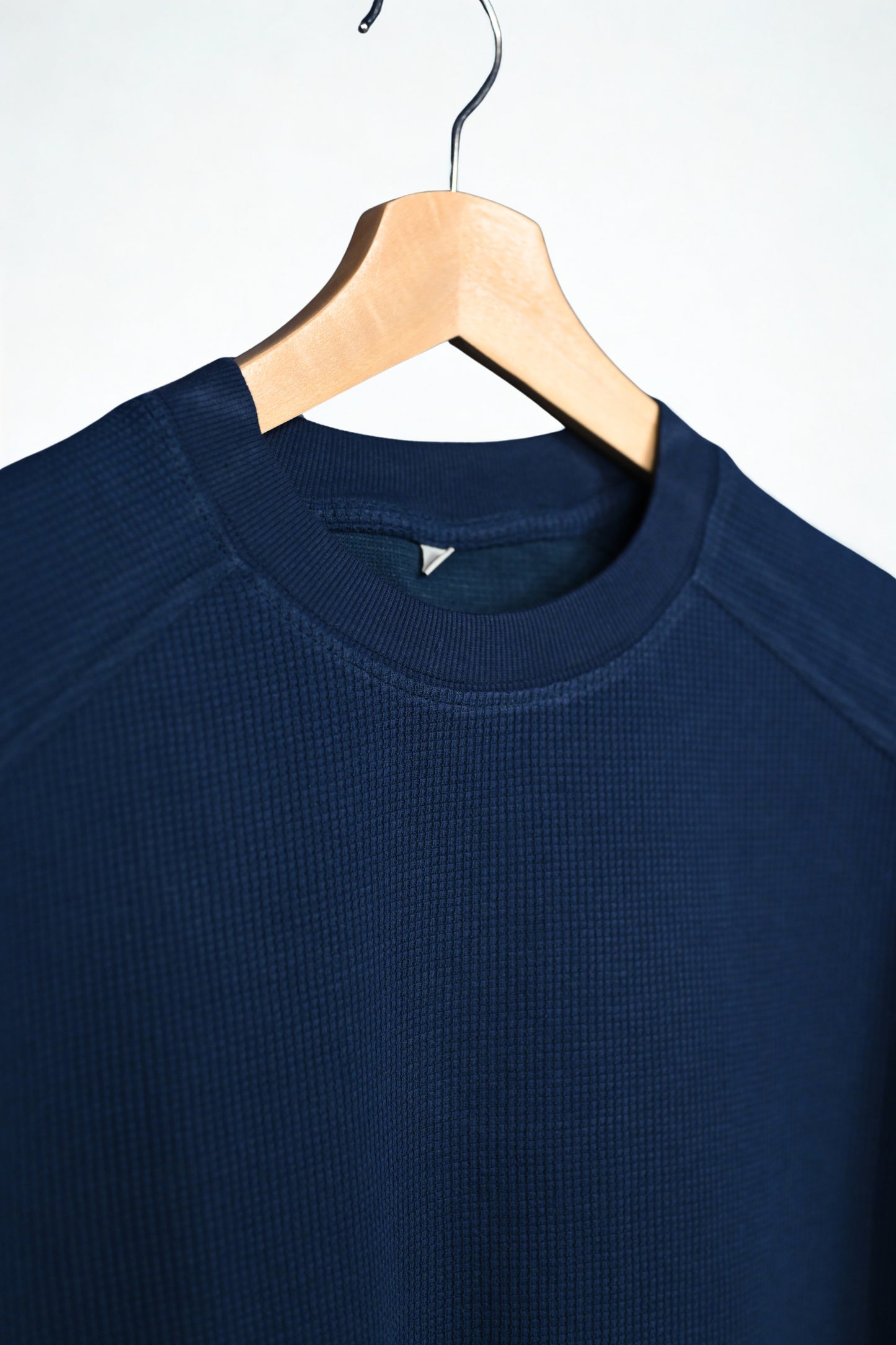 Waffle Knit Tee Solid Navy Blue Color.