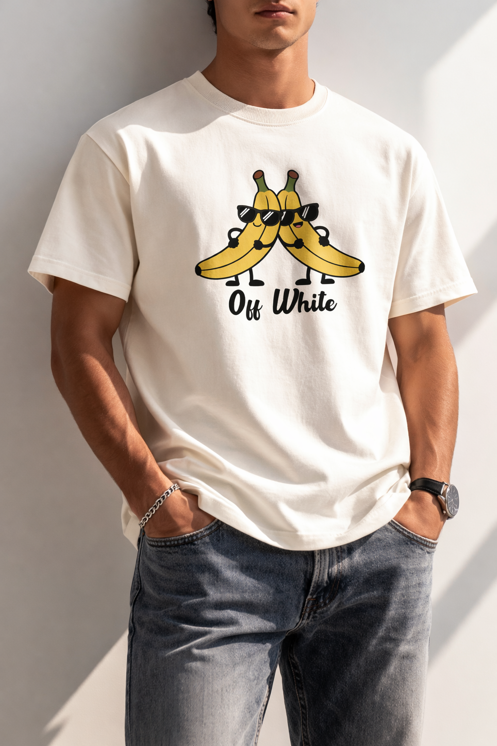 Off White Banana Graphic T-Shirt – Relaxed Fit Cotton Tee