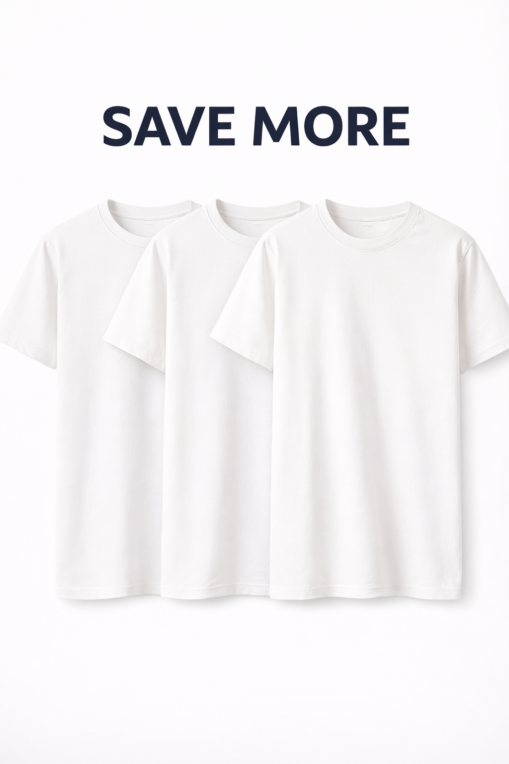 White Premium Cotton T-Shirts – Breathable Crew Neck Everyday Essential ( Pack of 3)