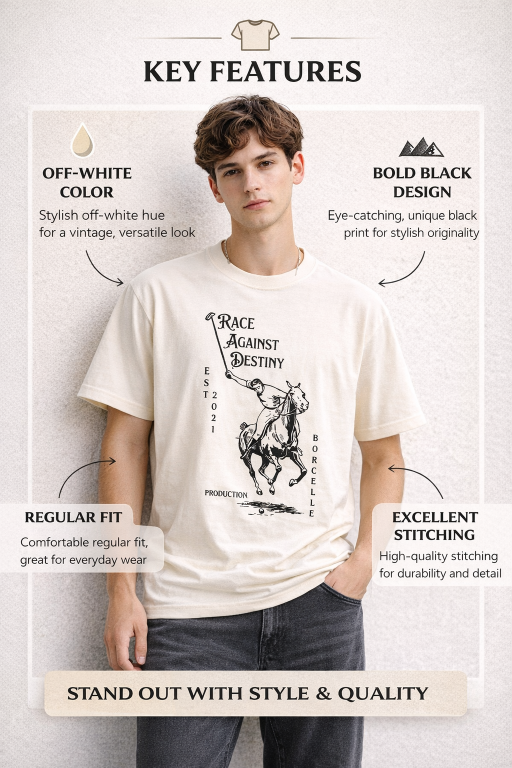 Race Against Destiny Off-White Regular Fit T-Shirt