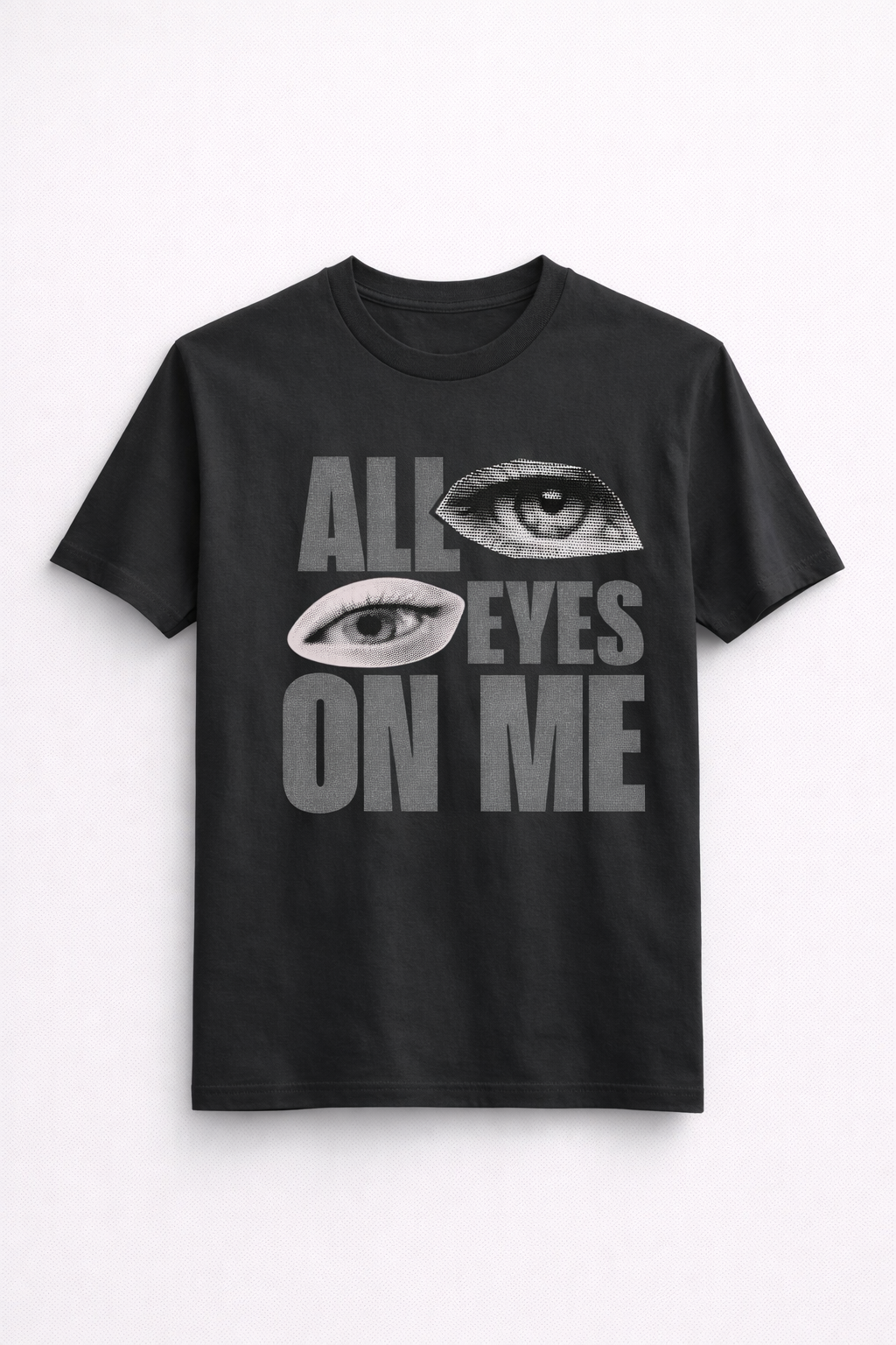 All Eyes On Me Graphic T-Shirt – Charcoal Grey Minimal Streetwear Tee for Men