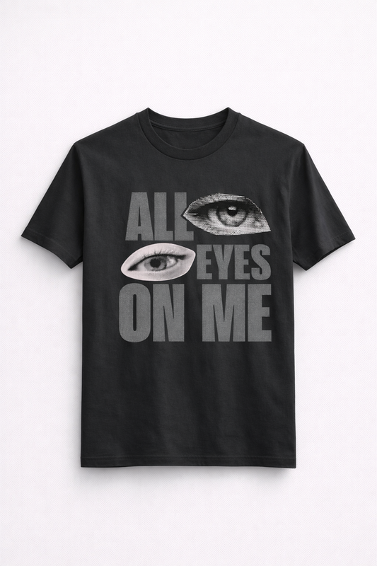 All Eyes On Me Graphic T-Shirt – Charcoal Grey Minimal Streetwear Tee for Men