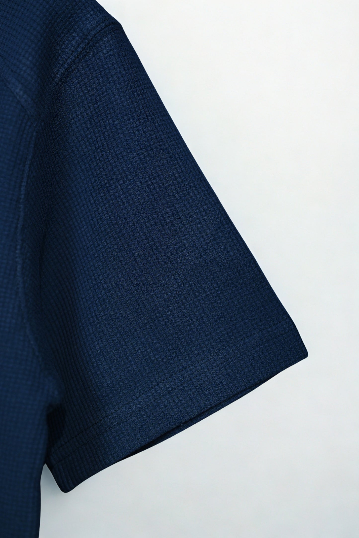 Waffle Knit Tee Solid Navy Blue Color.