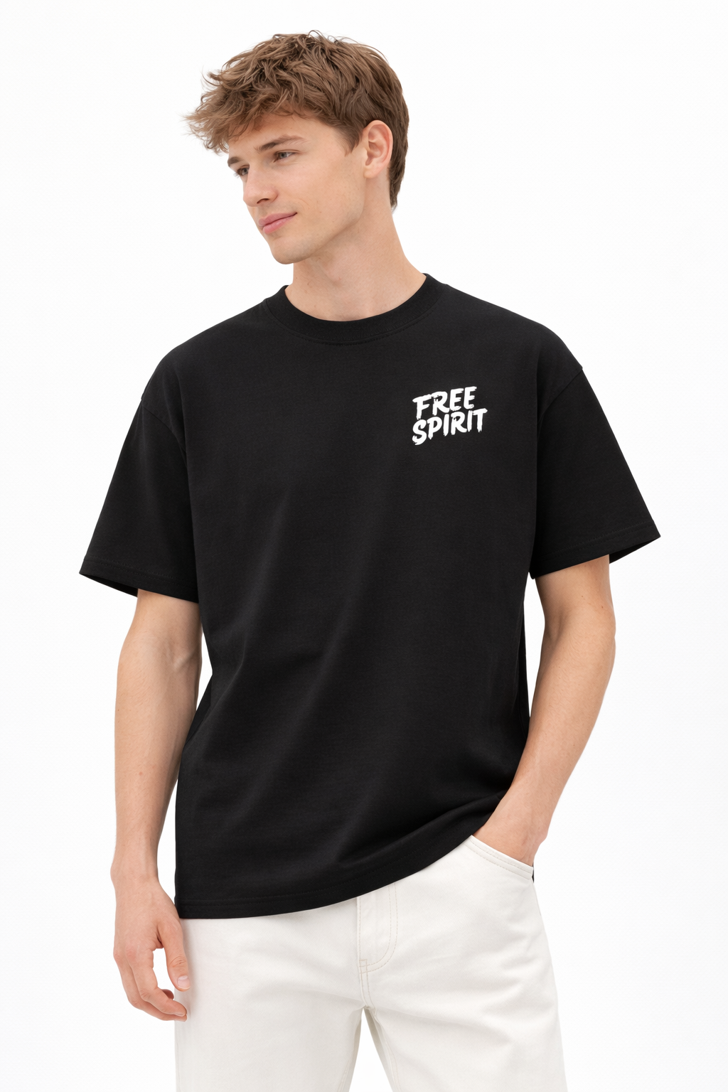 Free Spirit Oversized Black T-Shirt – 240 GSM Heavyweight Cotton