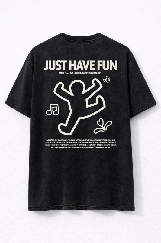 Just Have Fun Oversized Acid Wash T-Shirt – Premium Heavyweight Streetwear | Mad Rakkoon
