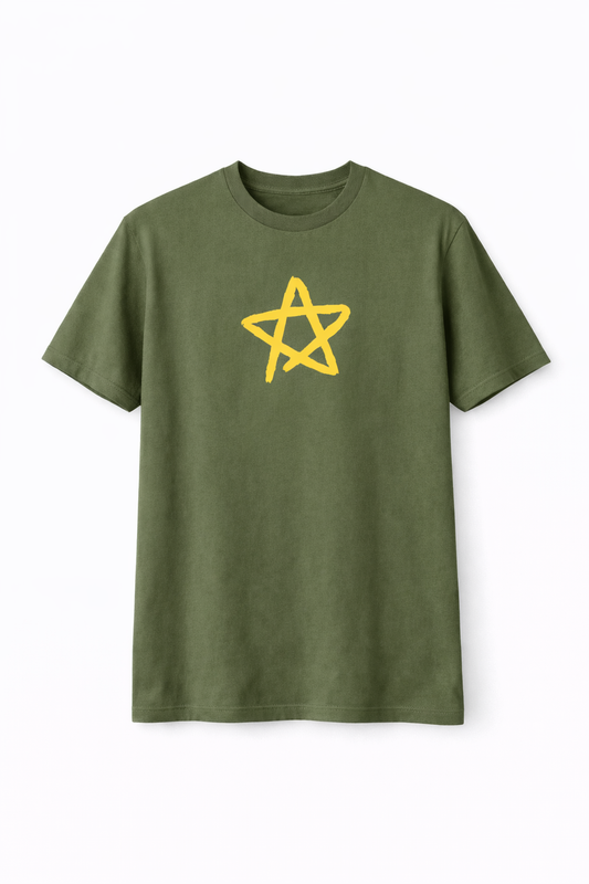 Minimal Star Graphic T-Shirt – Men’s Olive Green Premium Tee