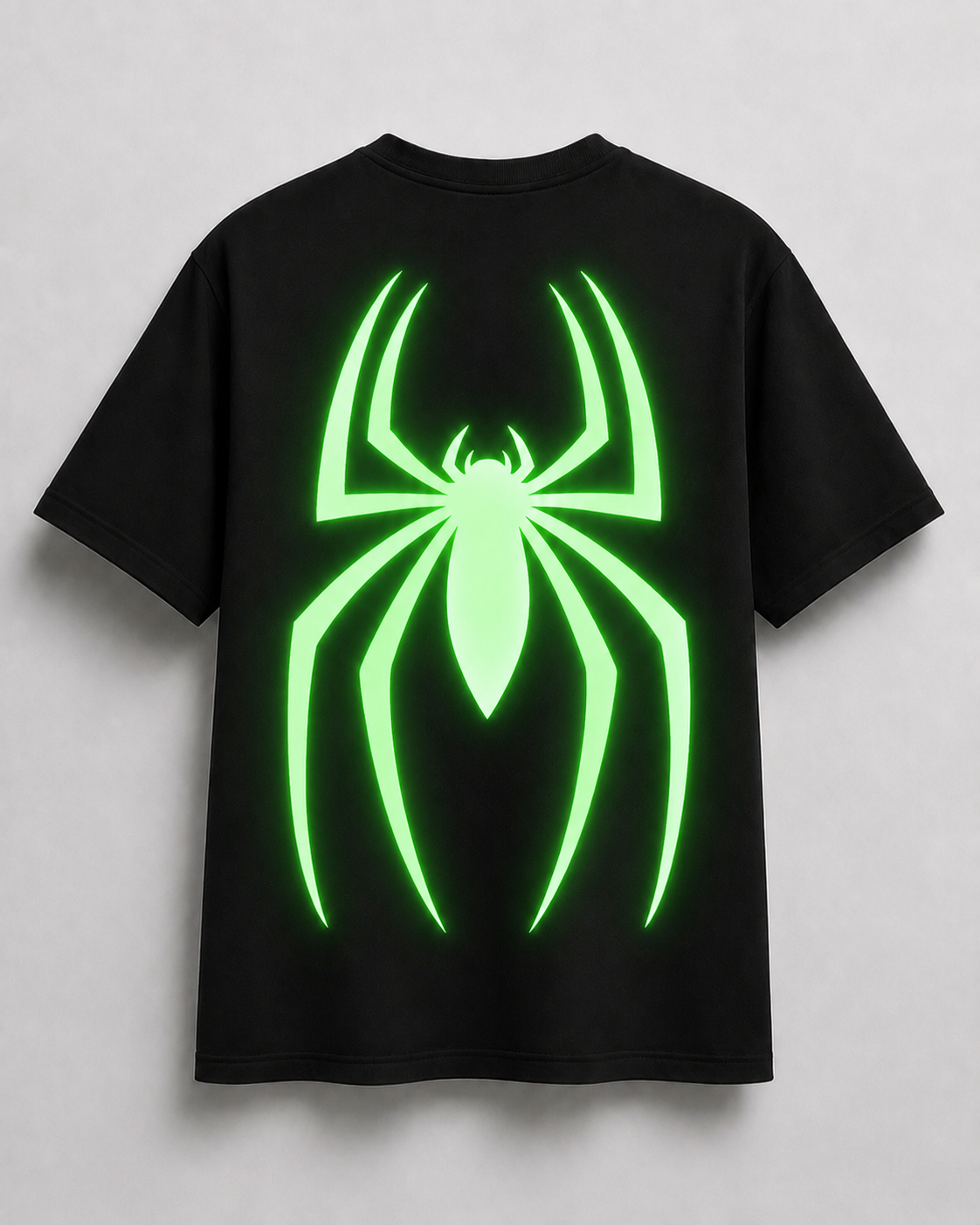 Luminous Spider Glow-in-the-Dark T-Shirt – Black Relaxed Fit